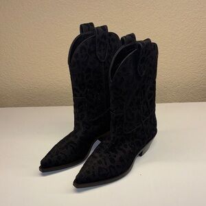 Dolce & Gabbana Black Leopard Heeled Boots